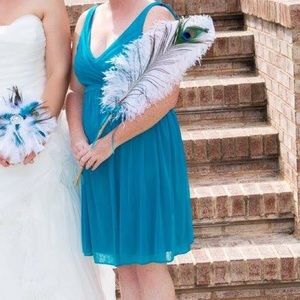 Teal short bridesmaid dress
